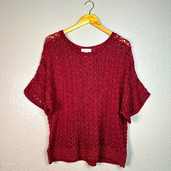 Dress Barn Crochet Sweater Top Drop Shoulder - Picture 1 of 4